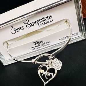Mom Silver Expressions By La Rocks Charm Swarowski Pave Heart Mother’s Day $50